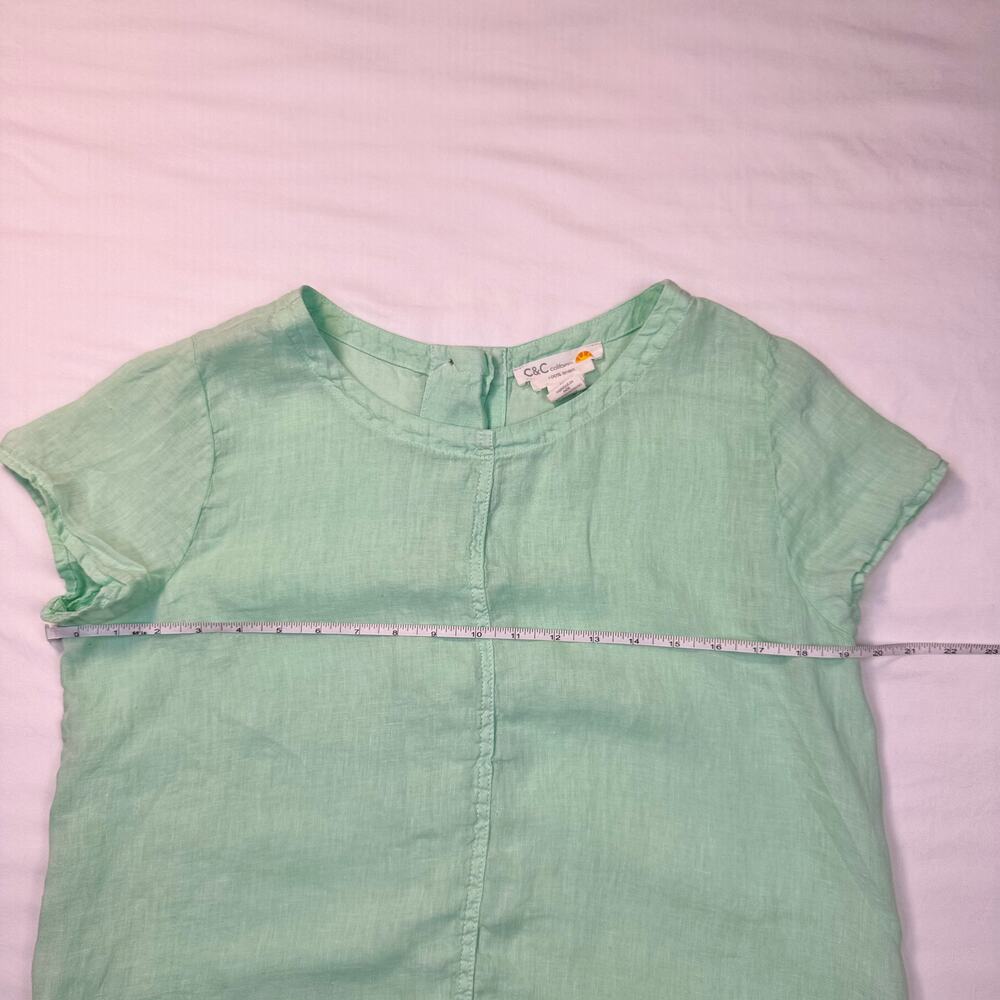 C&C California Women’s Blouse Mint Green 100% Linen Women’s Large Lagenlook - Picture 5 of 12